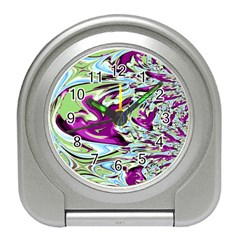 Purple, Green, And Blue Abstract Travel Alarm Clocks