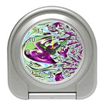 Purple, Green, and Blue Abstract Travel Alarm Clocks Front