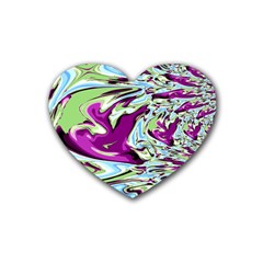 Purple, Green, And Blue Abstract Rubber Coaster (heart) 