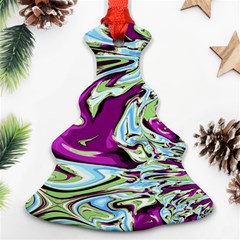 Purple, Green, And Blue Abstract Christmas Tree Ornament (2 Sides) by digitaldivadesigns