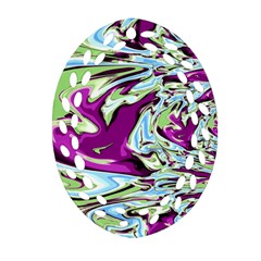 Purple, Green, And Blue Abstract Ornament (oval Filigree) 