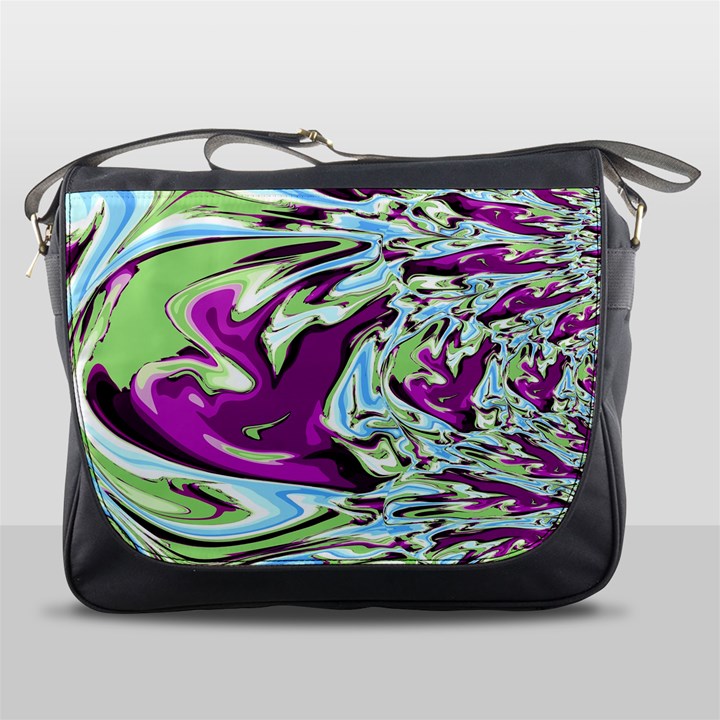 Purple, Green, and Blue Abstract Messenger Bags