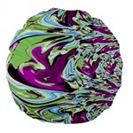 Purple, Green, and Blue Abstract Large 18  Premium Round Cushions Front