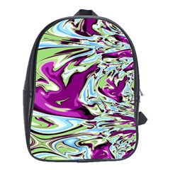 Purple, Green, And Blue Abstract School Bags (xl) 