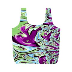 Purple, Green, And Blue Abstract Full Print Recycle Bags (m) 