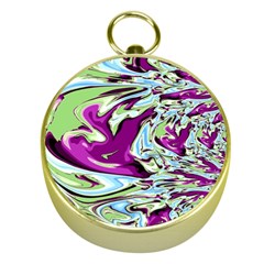 Purple, Green, And Blue Abstract Gold Compasses