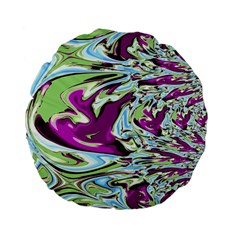 Purple, Green, And Blue Abstract Standard 15  Premium Flano Round Cushions