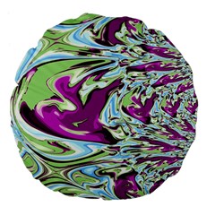 Purple, Green, And Blue Abstract Large 18  Premium Flano Round Cushions