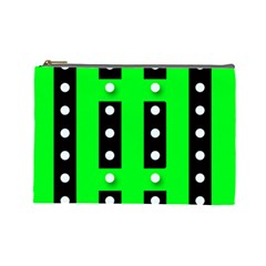 Florescent Green Polka-dot  Cosmetic Bag (large) 