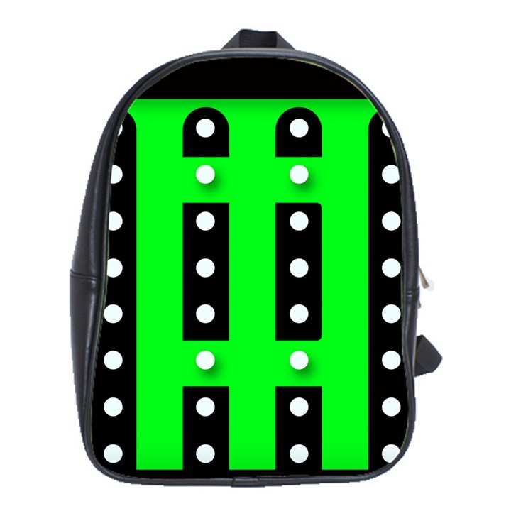 Florescent Green Polka-dot  School Bags(Large) 