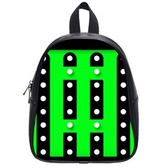 Florescent Green Polka-dot  School Bags (small) 