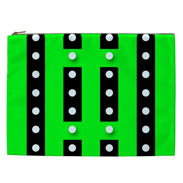 Florescent Green Polka-dot  Cosmetic Bag (XXL) 