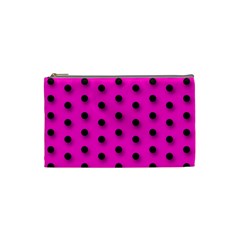 Hot Pink Black Polka-dot  Cosmetic Bag (small) 