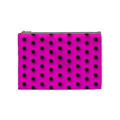 Hot Pink Black Polka-dot  Cosmetic Bag (medium) 