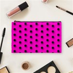 Hot Pink Black Polka-dot  Cosmetic Bag (Medium)  Front