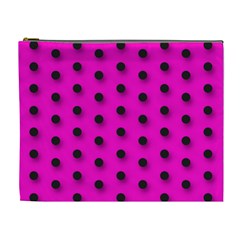 Hot Pink Black Polka-dot  Cosmetic Bag (xl)