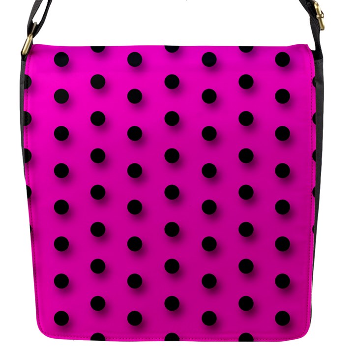 Hot Pink Black Polka-dot  Flap Messenger Bag (S)