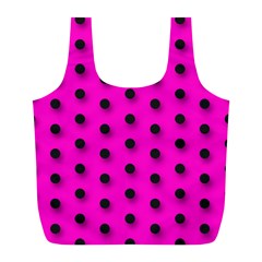 Hot Pink Black Polka-dot  Full Print Recycle Bags (l) 