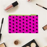 Hot Pink Black Polka-dot  Cosmetic Bag (XS) Back