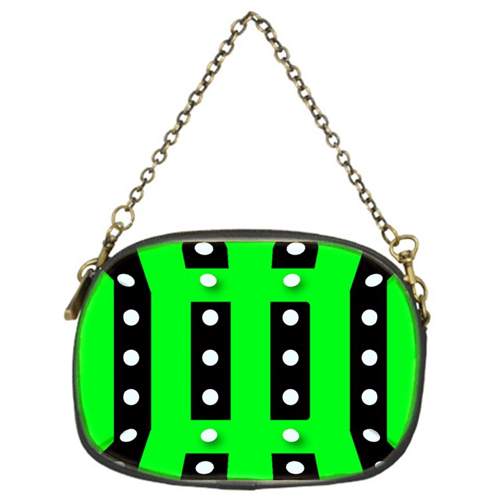 Florescent Green Black Polka-dot  Chain Purses (One Side) 