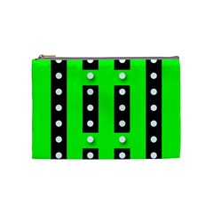 Florescent Green Black Polka-dot  Cosmetic Bag (medium) 