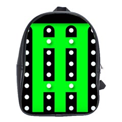 Florescent Green Black Polka-dot  School Bags(large) 