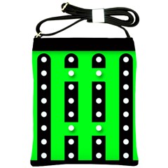 Florescent Green Black Polka-dot  Shoulder Sling Bags by OCDesignss