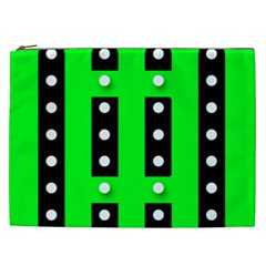 Florescent Green Black Polka-dot  Cosmetic Bag (xxl) 