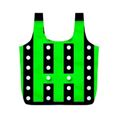 Florescent Green Black Polka-dot  Full Print Recycle Bags (m) 