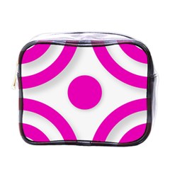 Florescent Pink White Abstract  Mini Toiletries Bags