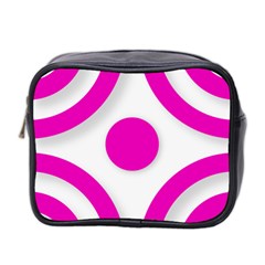 Florescent Pink White Abstract  Mini Toiletries Bag 2-side