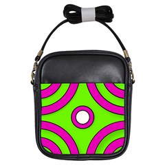 Neon Green Black Pink Abstract  Girls Sling Bags