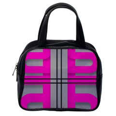 Florescent Pink Grey Abstract  Classic Handbags (one Side)