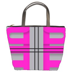 Florescent Pink Grey Abstract  Bucket Bags