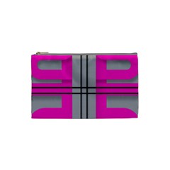 Florescent Pink Grey Abstract  Cosmetic Bag (small) 