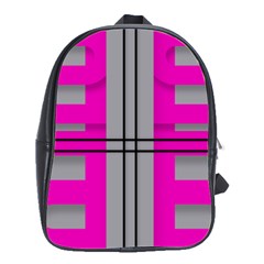 Florescent Pink Grey Abstract  School Bags(large)  by OCDesignss