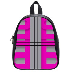 Florescent Pink Grey Abstract  School Bags (small) 