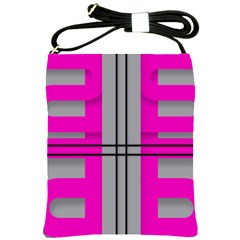 Florescent Pink Grey Abstract  Shoulder Sling Bags