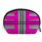 Florescent Pink Grey Abstract  Accessory Pouches (Large)  Front