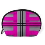 Florescent Pink Grey Abstract  Accessory Pouches (Large)  Back