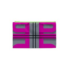 Florescent Pink Grey Abstract  Cosmetic Bag (xs)