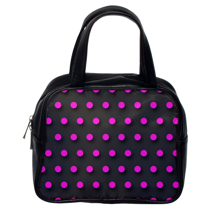 Pink Grey Polka-dot  Classic Handbags (One Side)