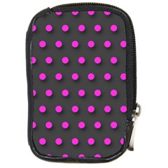 Pink Grey Polka-dot  Compact Camera Cases by OCDesignss