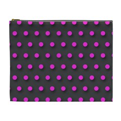 Pink Grey Polka-dot  Cosmetic Bag (xl) by OCDesignss