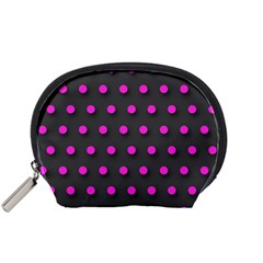 Pink Grey Polka-dot  Accessory Pouches (small)  by OCDesignss