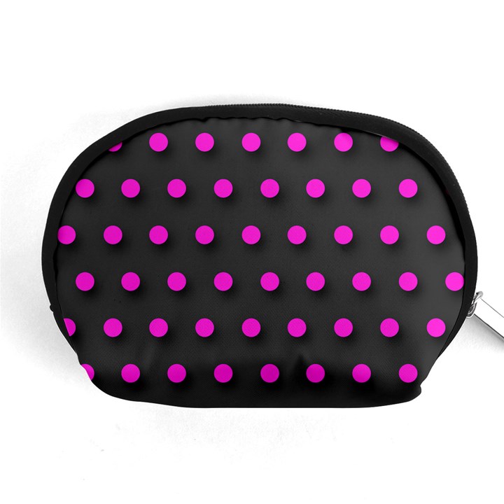 Pink Grey Polka-dot  Accessory Pouches (Medium) 