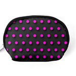 Pink Grey Polka-dot  Accessory Pouches (Medium)  Back