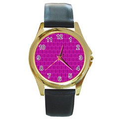 Cute Pattern Gifts Round Gold Metal Watches