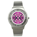 Pink Black Abstract  Stainless Steel Watches Front