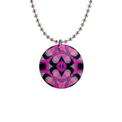 Pink Black Abstract  Button Necklaces